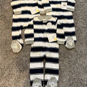 Burt's Bees Navy and White Striped Footies